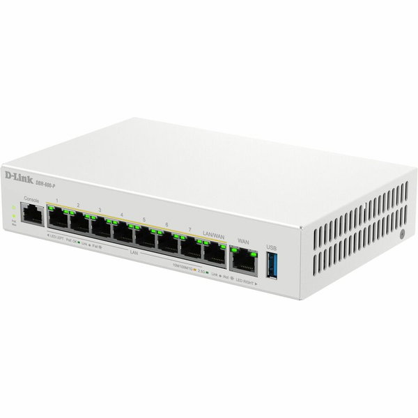 D-Link DBR-600-P Business PoE Router - 9 Ports - 8 RJ-45 Port(s) - 1 WAN Port(s) - PoE Ports - Management Port - 2.5 Gigabit Ethernet - IEEE 802.3at