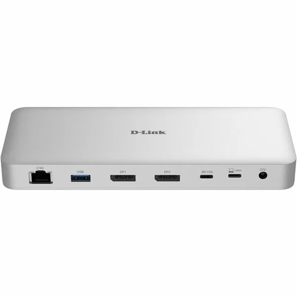 D-Link 9-in-1 USB4 Docking Station with two 8K Display Ports - for Notebook, Monitor - Charging Capability - USB4 (Gen 3x2) Type C - 2 Displays Supported - 8K @ 30Hz, 8K, 4K - 7680 x 4320, 3840 x 2160 - 6 x USB Ports - 1 x USB 2.0 - 3 x USB Type-A Ports -