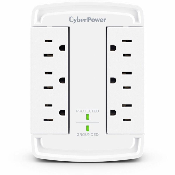 CyberPower CSB6WS Essential 6 - Outlet Surge Protector with 1800 J Surge Suppression - Clamping Voltage 800V, NEMA 5-15P, Wall Tap, EMI/RFI Filtration, White, Lifetime Warranty