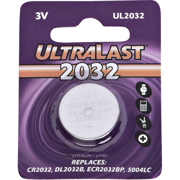 NABC UltraLast UL2032 Lithium Button General Purpose Battery - 3V DC
