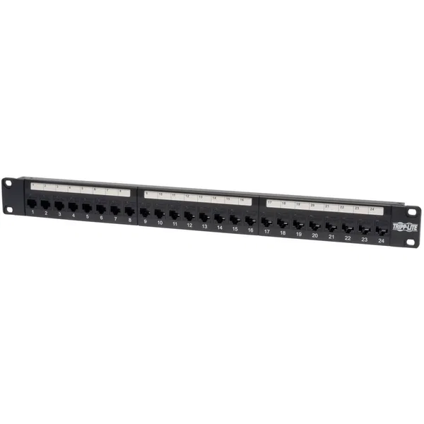 Tripp Lite by Eaton 24-Port Cat5e Cat5 Feedthrough Patch Panel Rackmount 1URM RJ45 Ethernet TAA - Feedthrough Patch Panel, RJ45 Ethernet"