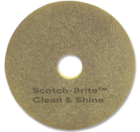 Clean and Shine Pad, 13" Diameter, Brown/Yellow, 5/Carton