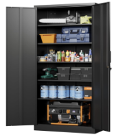 Industrial Storage Cabinet, 36"Wx24"Dx72"H, Black, Assembled
