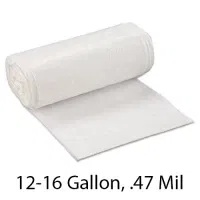 SSS Can Liner, 24x33, 12-16 Gallon, .47 Mil, White, 500/Case