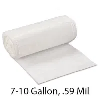 SSS Can Liner, 24x24, 7-10 Gallon, .59 Mil, White, 500/Case