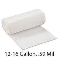 SSS Can Liner, 24x33, 12-16 Gallon, .59 Mil, White, 500/Case