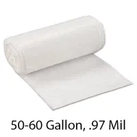 SSS Can Liner, 38x58, 55-60 Gallon, .97 Mil, White, 100/Case