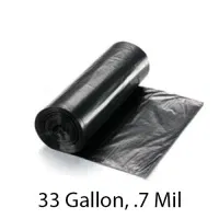 SSS Can Liner, 33x40, 33 Gallon, .7 Mil, Black, 250/Case