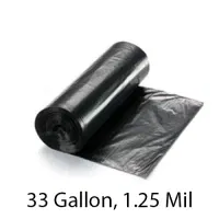 SSS Can Liner, 33x39, 33 Gallon, 1.25 Mil, Black, 100/Case