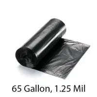SSS Can Liner, 46x50, 65 Gallon, 1.25 Mil, Black, 100/Case