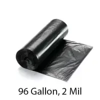SSS Can Liner, 52x75, 96 Gallon, 2 Mil, Black, 50/Case