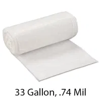 SSS Can Liner, 33x39, 33 Gallon, .74 Mil, White, 200/Case