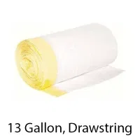 SSS Drawstring Can Liner, 24x28, 13 Gallon, .8 Mil, White, 400/Case